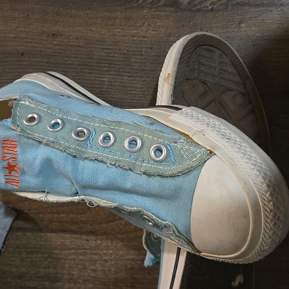 🩵WOMENS SIZE 8 CONVERSE SLIP ON SNEAKERS TURQUOISE BLUE ALL 🌟 STARS🩵 - Picture 2 of 7